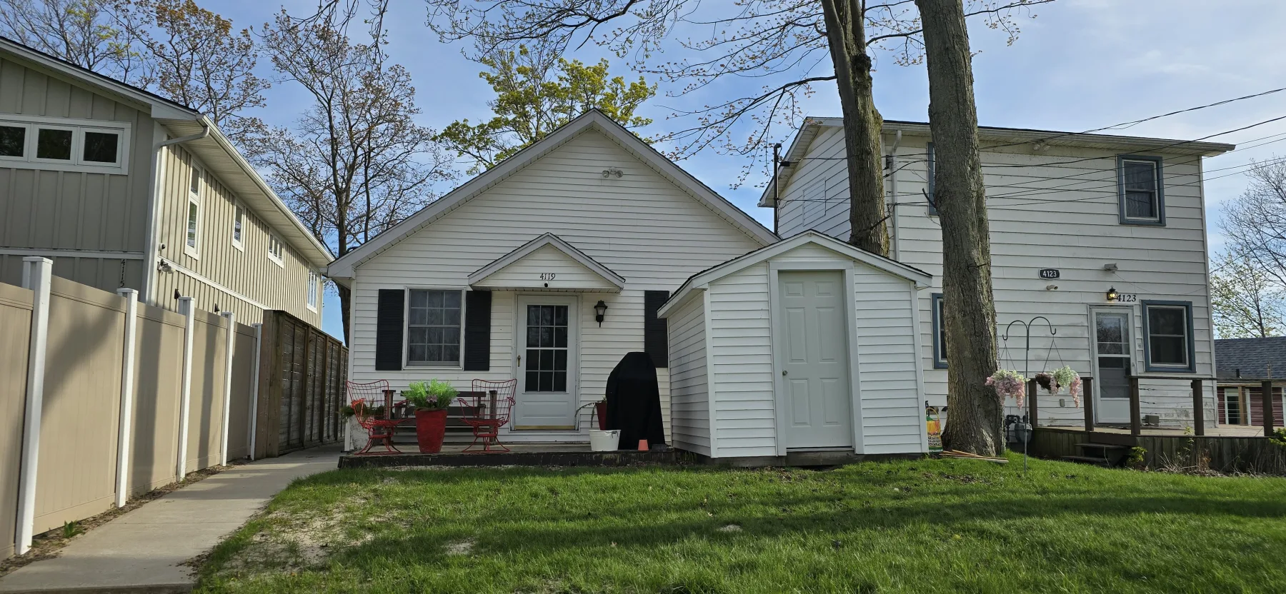 The front view of the rental property