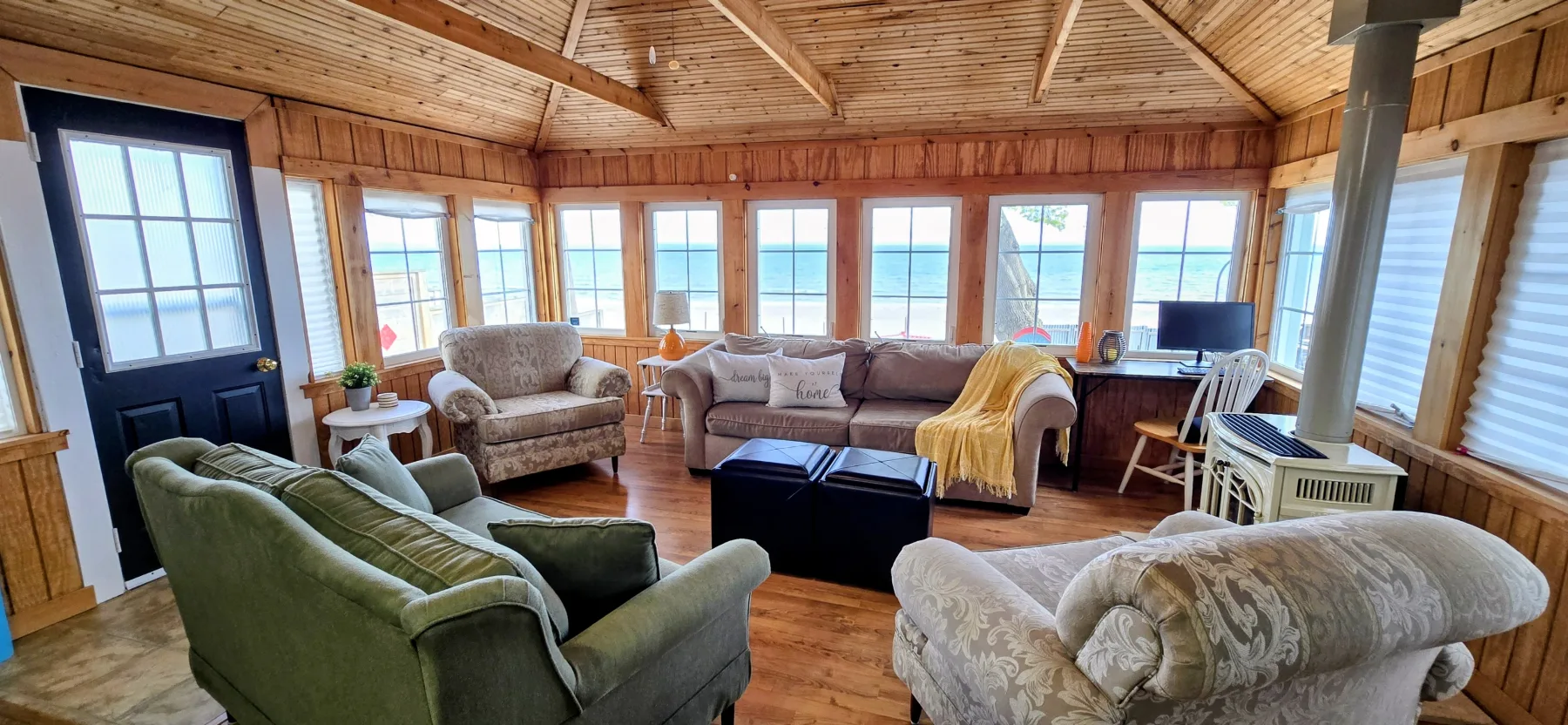 Lake views from the living room.